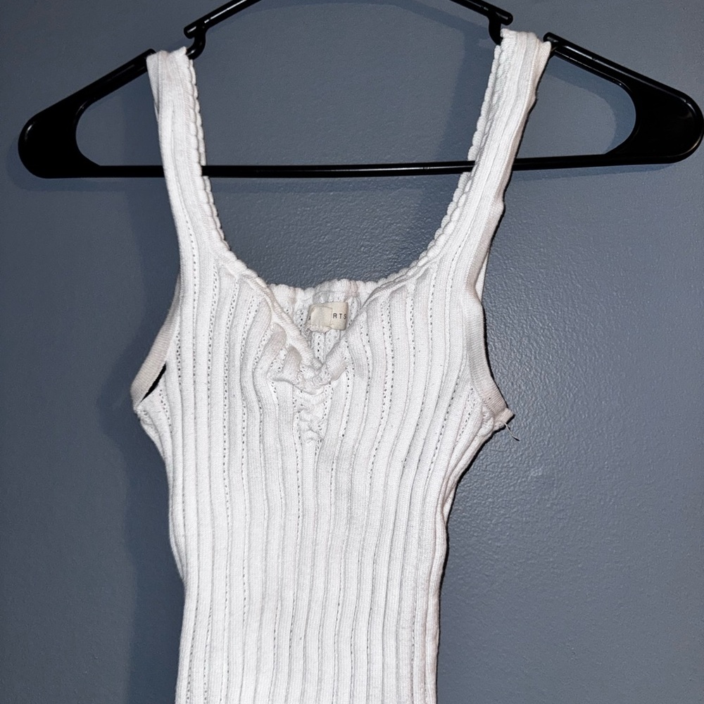 White Ribbed Knit Women's Top
